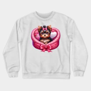 Yorkshire Terrier Dog in Bed Crewneck Sweatshirt